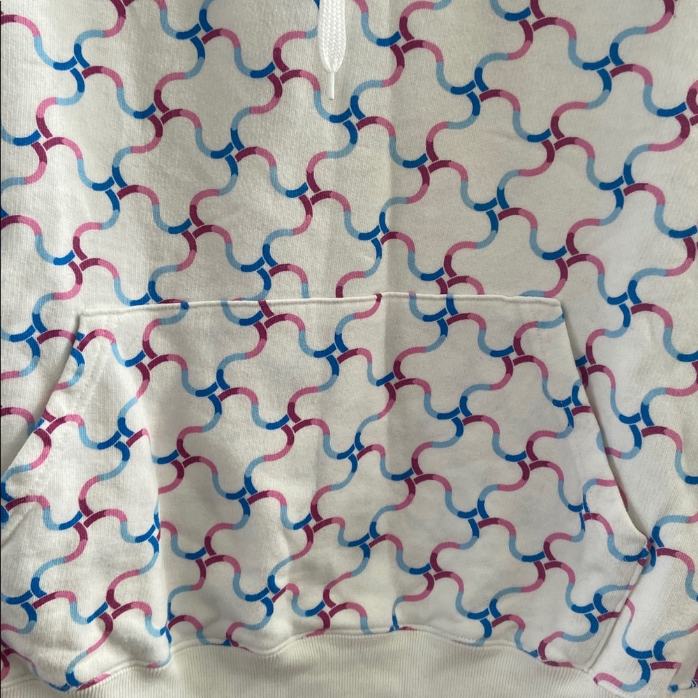 Franklin & Marshall White Hoodie with Blue and pink Pattern - Picture 3 of 8